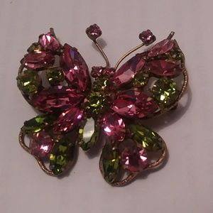 Regency Butterfly Brooch Crystal Rhinestone Signed